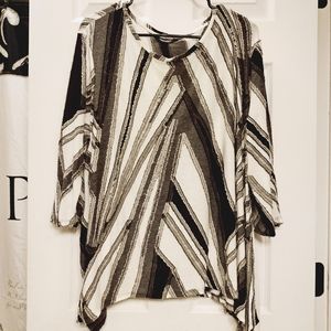 Simply Vera Wang Black Gray White Textured Pullover Shirt  Size 2X